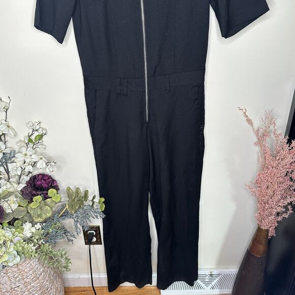 ZADIG & VOLTAIRE City Agrafes Zip Front Jumpsuit Wool Black Sz 38 / M {GG12} - Picture 5 of 11